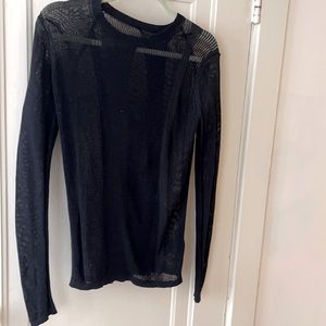 Black Long Sleeve Sheer Top